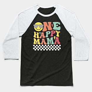 One Happy Mama Groovy 1st Birthday Dude Matching Family Baseball T-Shirt